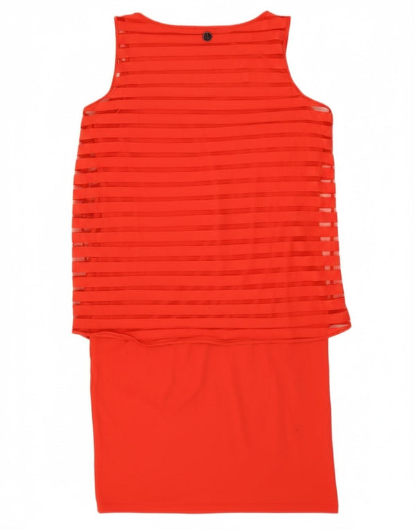 Abito a trapezio senza maniche da donna Armani Jeans EU 46 XL cotone a righe arancioni