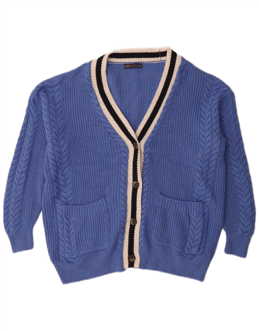 Maglione cardigan oversize da donna Marks & Spencer UK 16 grande cotone blu