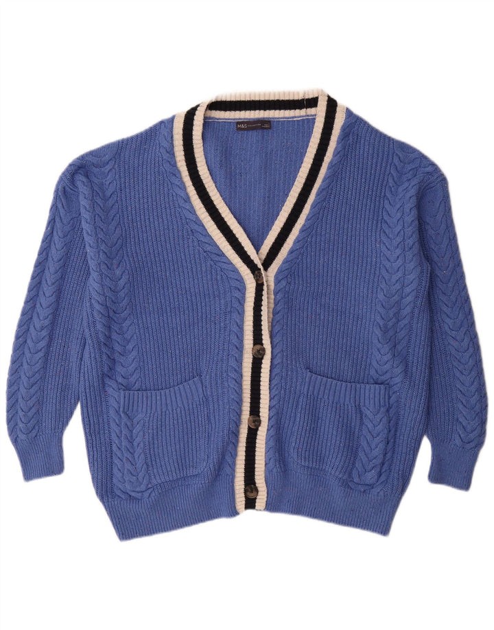 Maglione cardigan oversize da donna Marks & Spencer UK 16 grande cotone blu