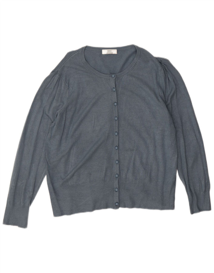 Marks & Spencer Womens Crop Cardigan Sweater UK 14 Large Blue Viscose