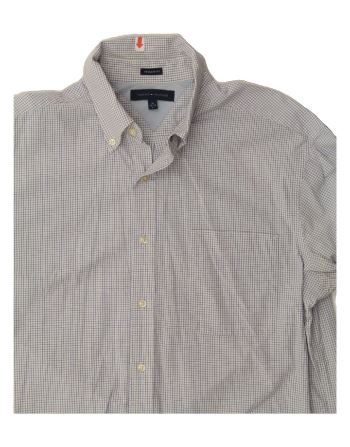 TOMMY HILFIGER Mens Regular Fit Shirt Size 16 Large Blue Check Cotton Vintage Tommy Hilfiger and Second-Hand Tommy Hilfiger from Messina Hembry 