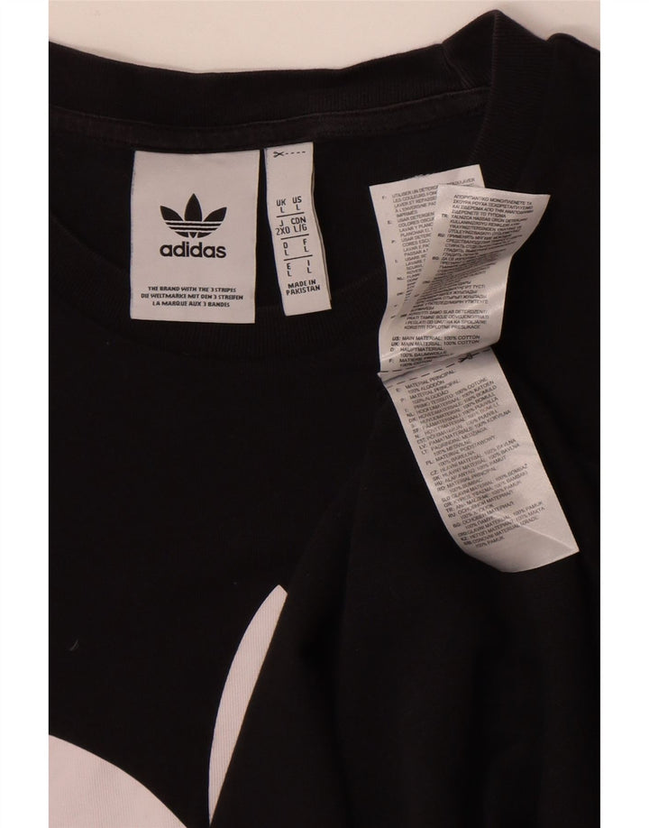 T-shirt grafica da uomo Adidas Top grande in cotone nero