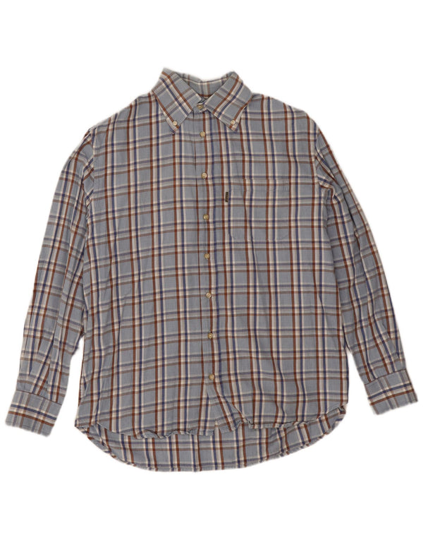 Camicia da uomo Belfe taglia 39 cotone a quadri blu medio