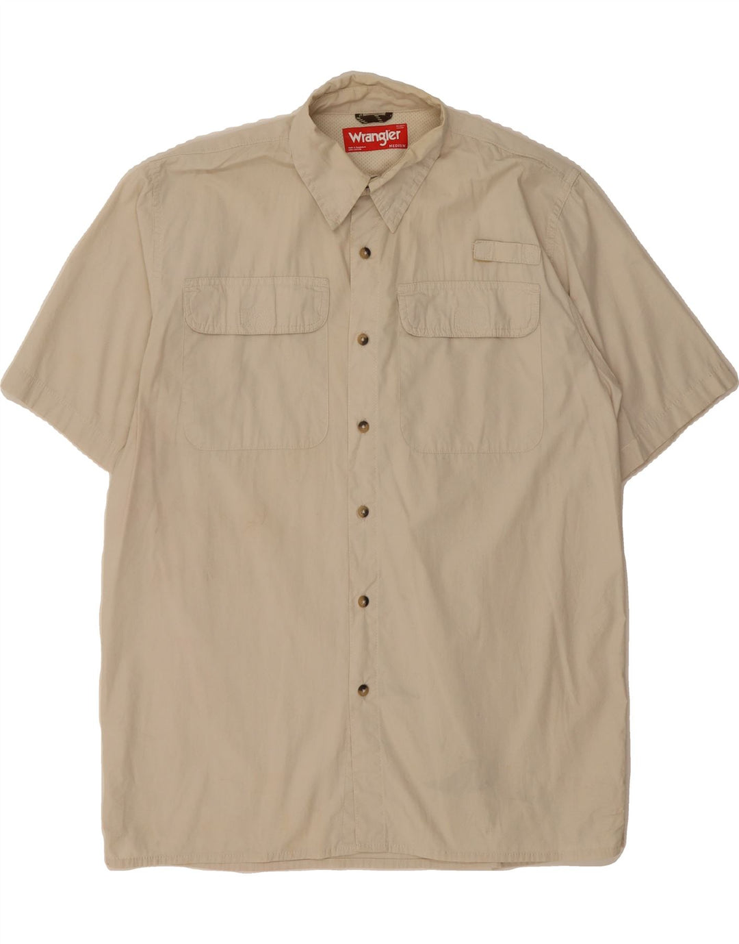 WRANGLER Mens Short Sleeve Shirt Medium Beige Cotton Vintage Wrangler and Second-Hand Wrangler from Messina Hembry 