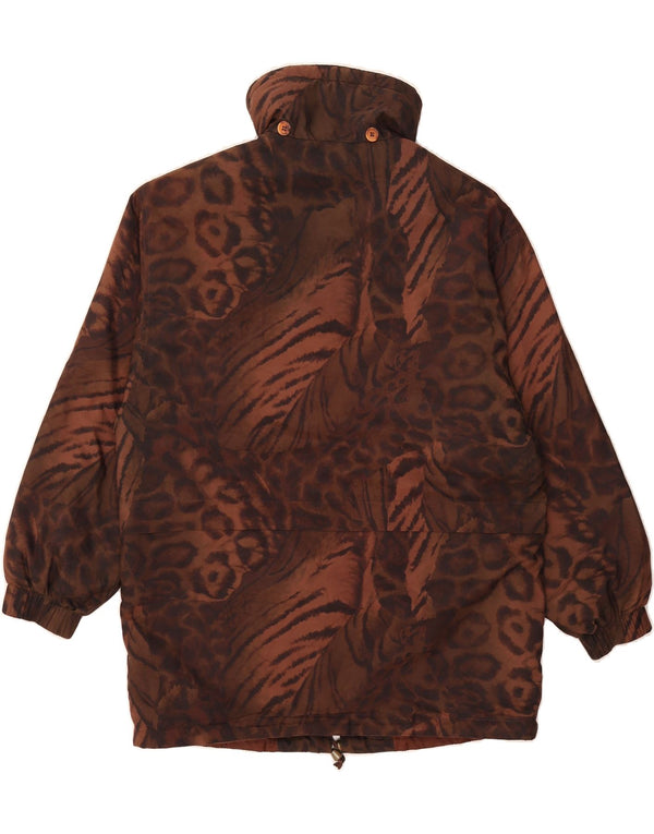Cappotto giacca a vento oversize da donna VINTAGE UK 6 XS marrone stampa animalier