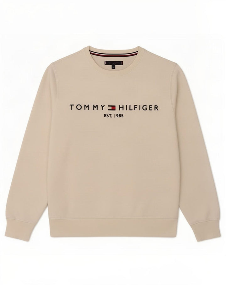 Felpa grafica da uomo Tommy Hilfiger Maglione cotone bianco medio