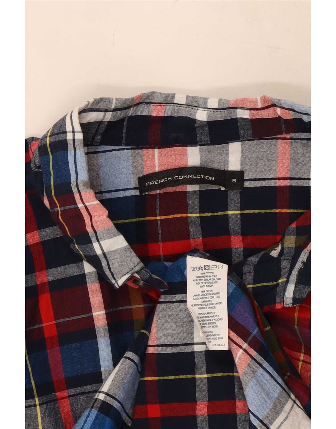 Camicia da uomo French Connection piccola in cotone scozzese multicolore