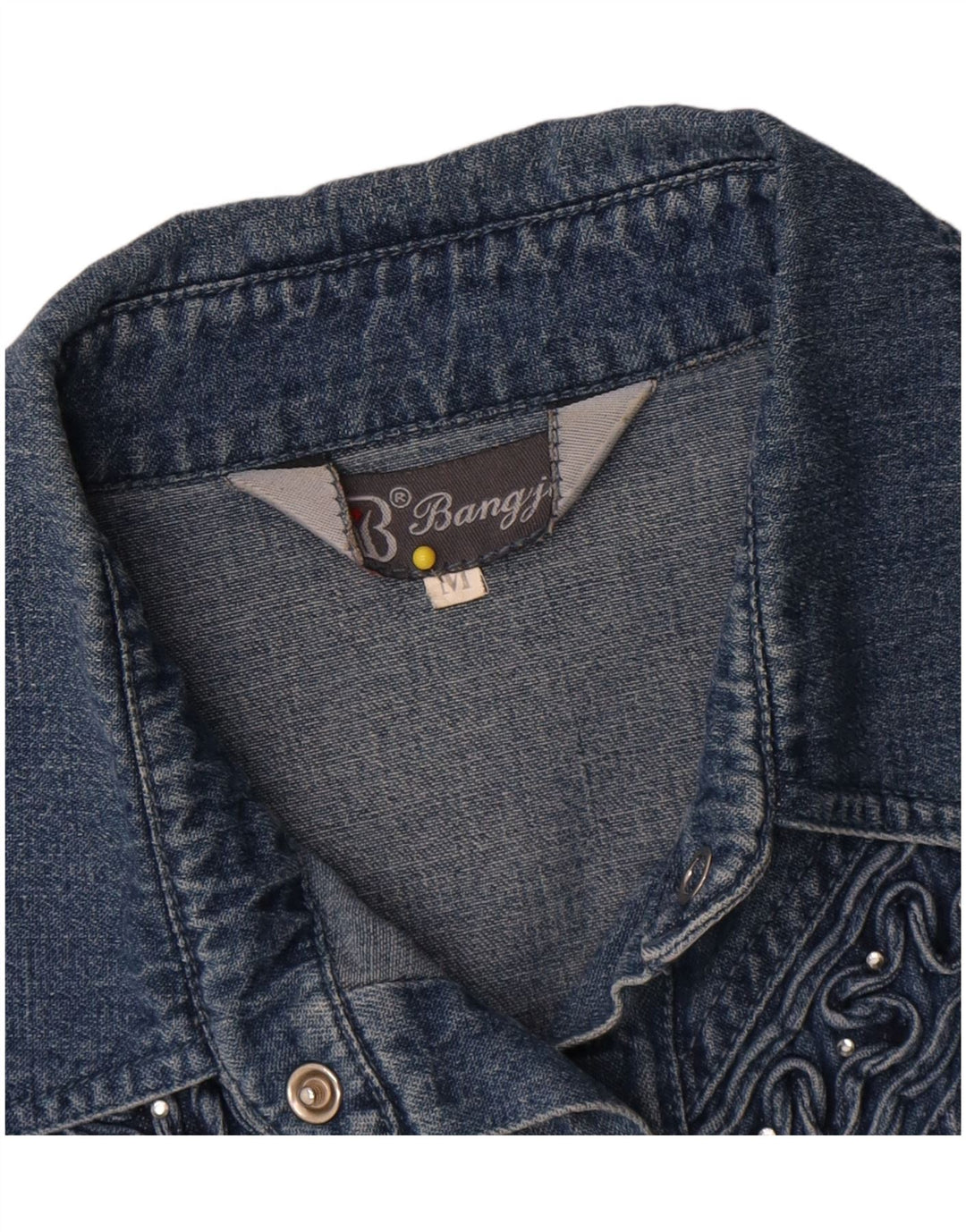 Camicia di jeans vintage da donna UK 14 cotone blu medio