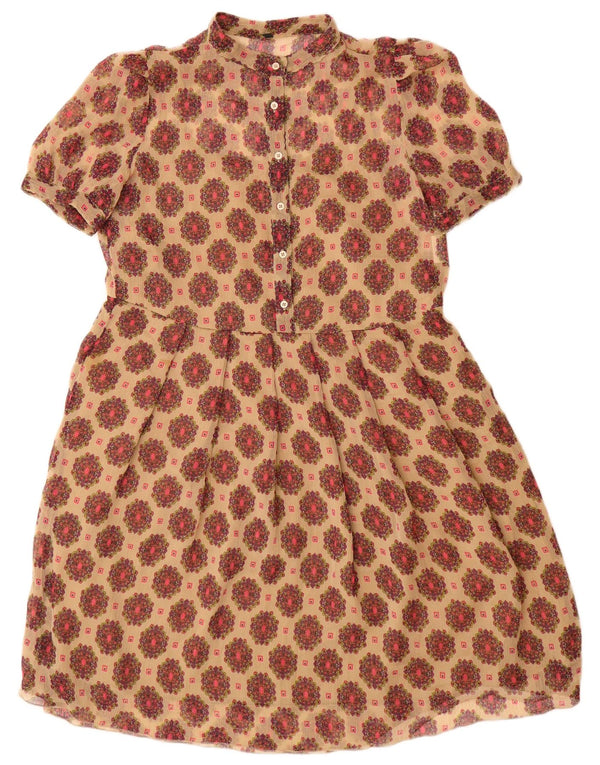 Abito a trapezio da donna Benetton UK 12 Beige medio floreale