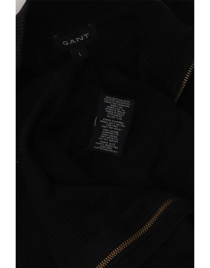 Gant Maglione Cardigan da Uomo Grande in Cotone Nero