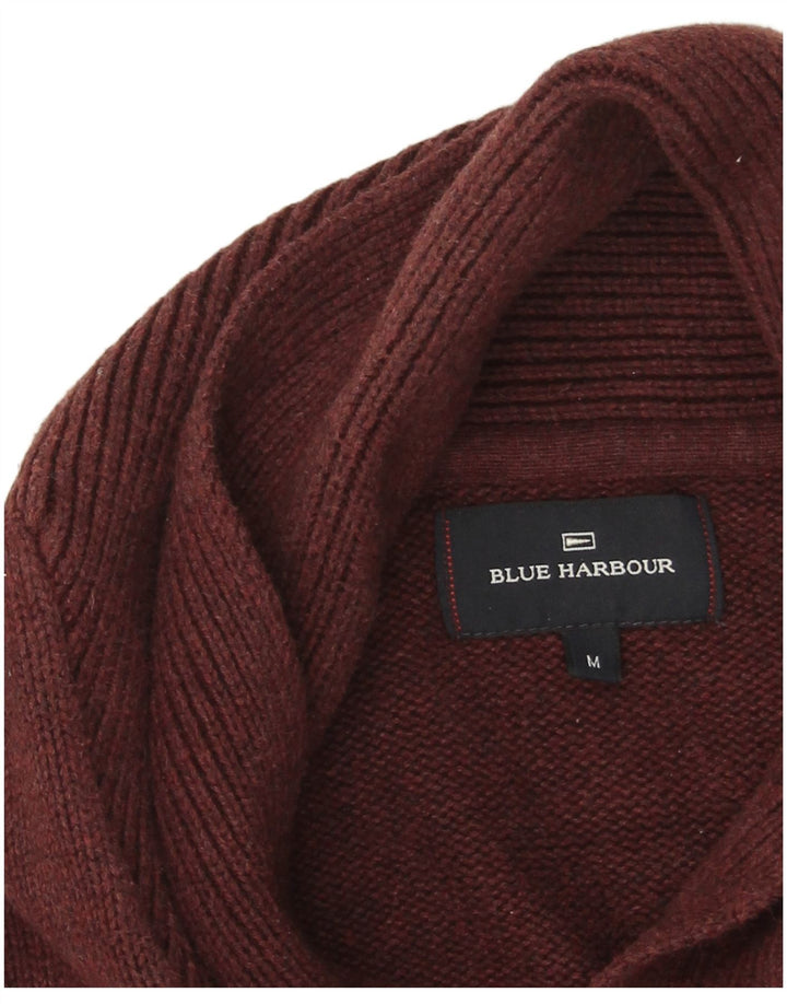 Maglione da uomo Marks & Spencer con collo a scialle blu Harbour, bordeaux medio