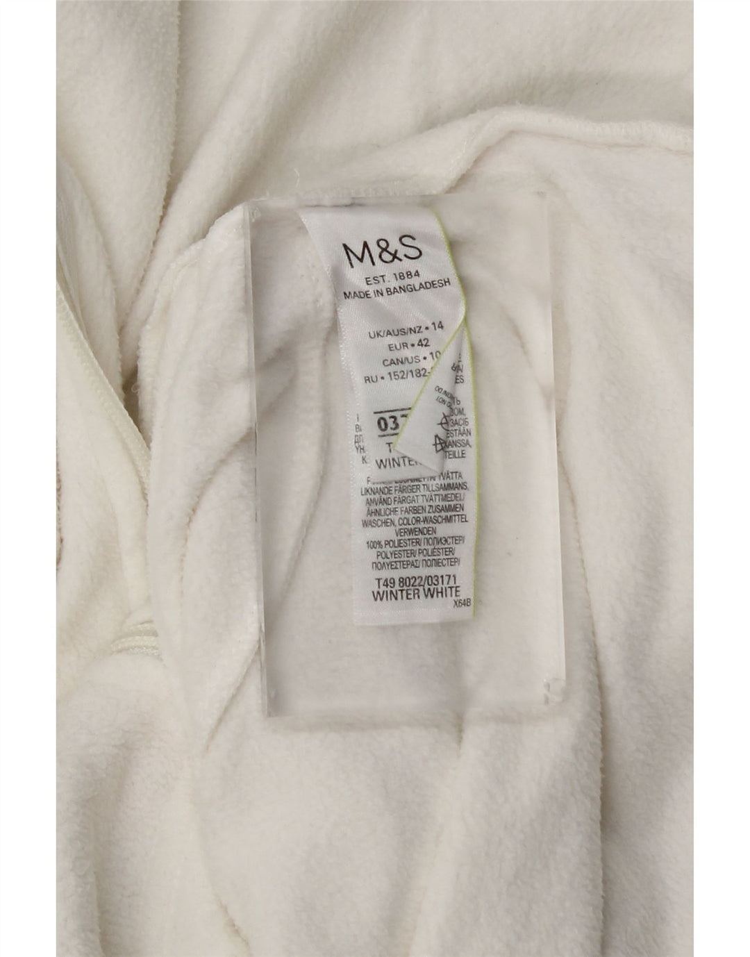 Giacca in pile da donna Marks & Spencer UK 14 Large Poliestere bianco
