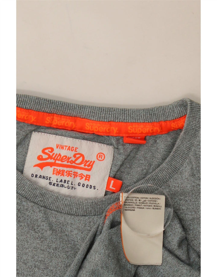SUPERDRY Mens T-Shirt Top Large Grey Cotton