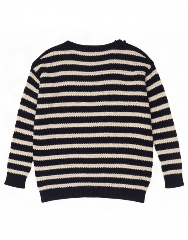 Maglione maglione da donna con scollo a barca Topshop UK 8 piccolo a righe blu navy