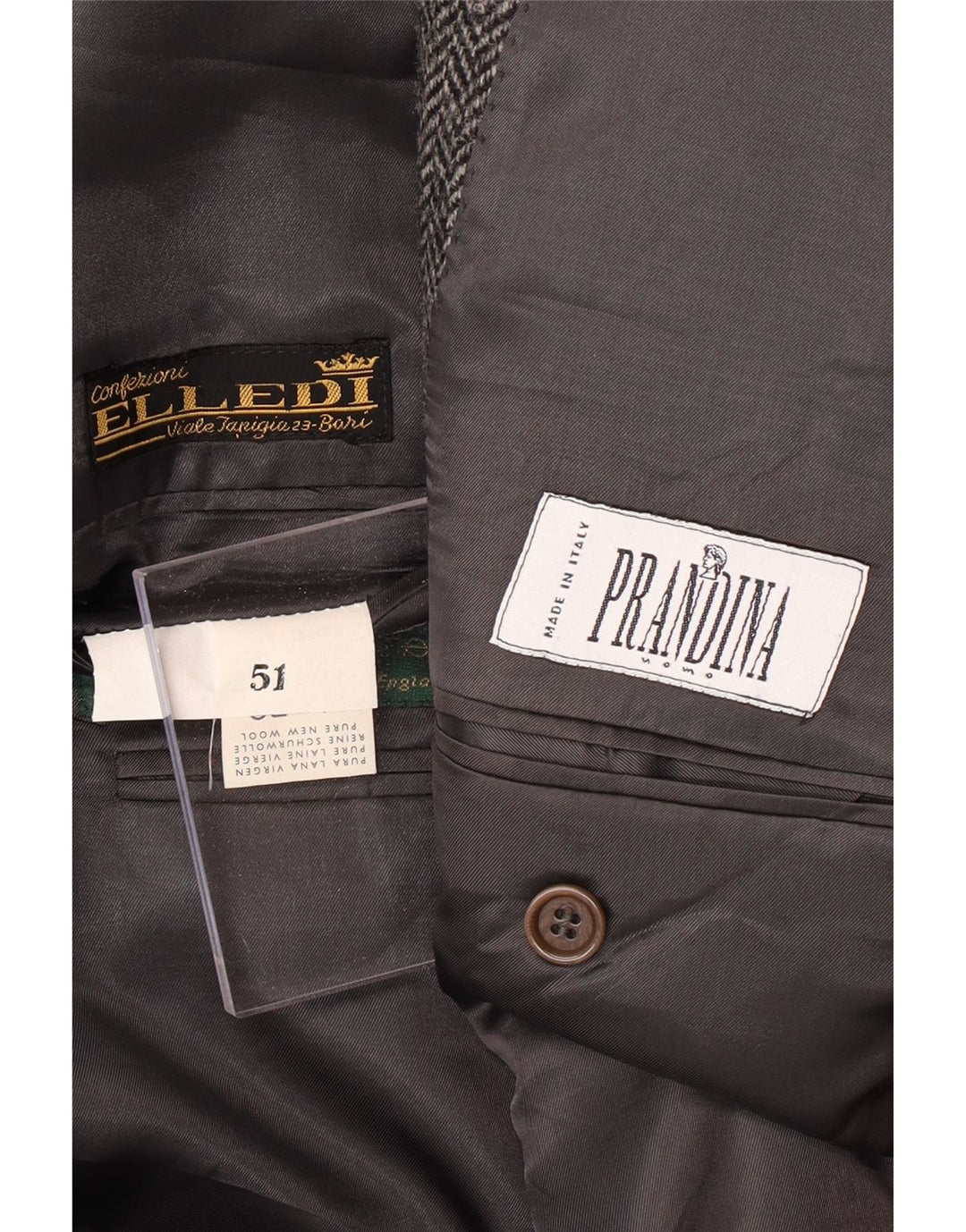 PRANDINA Giacca Blazer 3 Bottoni Uomo IT 51 Large Grigio Spinato
