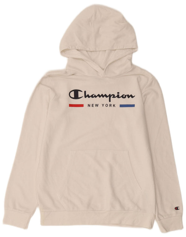 Felpa con cappuccio grafica Champion da ragazzo 13-14 anni XL in cotone bianco