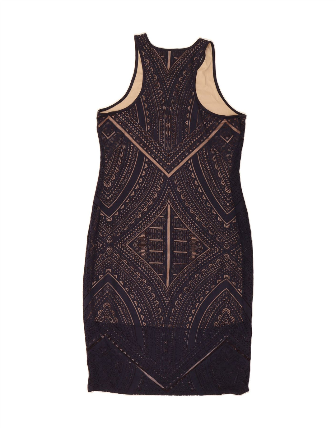 MOSSIMO Womens Sleeveless Sheath Dress UK 12 Medium Navy Blue Paisley Vintage Mossimo and Second-Hand Mossimo from Messina Hembry 