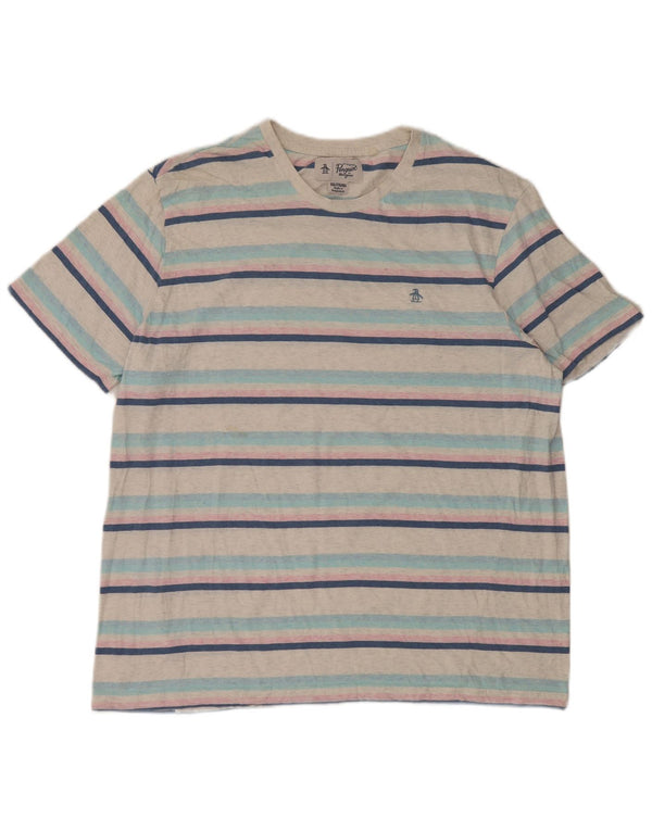 T-shirt da uomo Penguin Top 2XL cotone a righe bianche