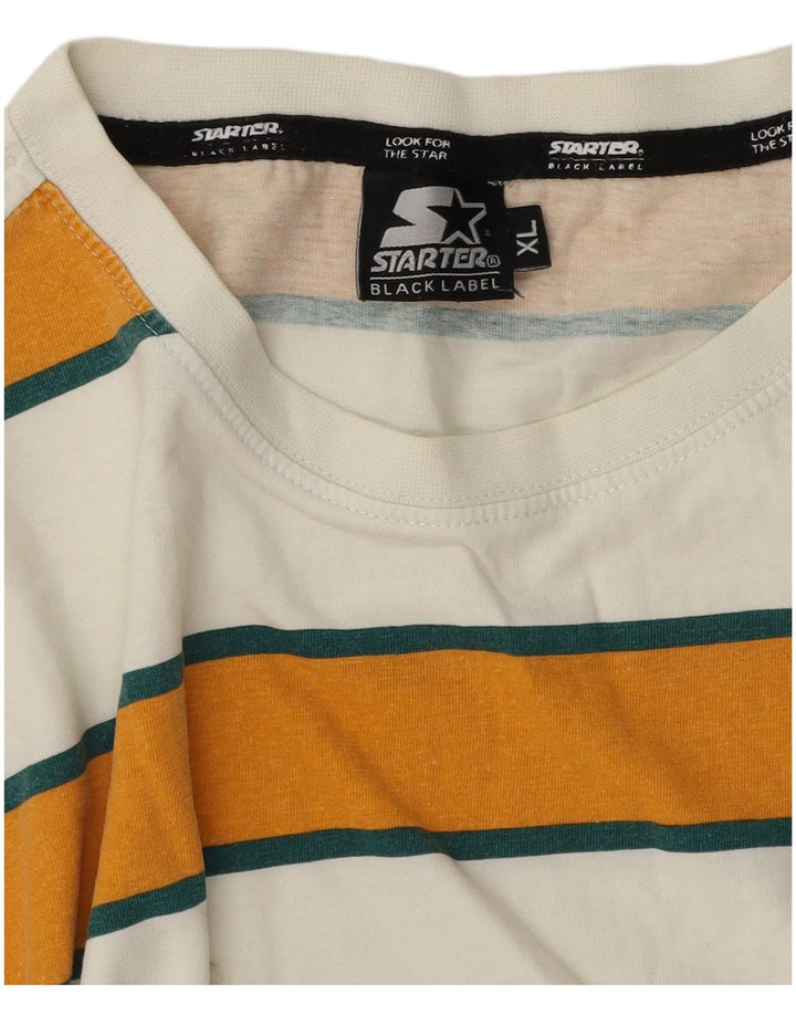 T-shirt da uomo Starter Top XL in cotone a righe bianche