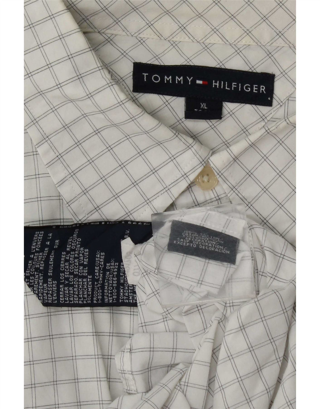 Camicia da uomo Tommy Hilfiger XL in cotone a quadri bianchi