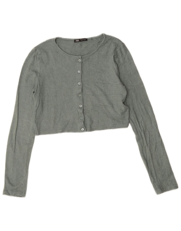 Maglione cardigan corto da donna Zara UK 12 Viscosa verde medio