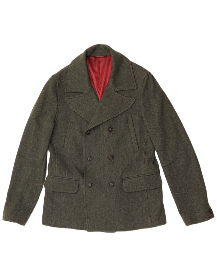 Cappotto da marinaio da uomo Liu Jo UK 40 grande lana a spina di pesce verde