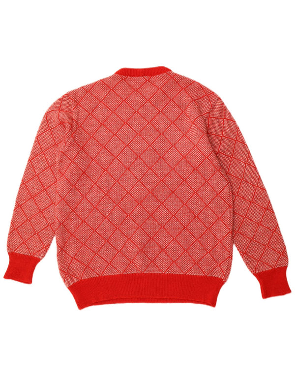 Maglione girocollo da uomo VINTAGE IT 52 Grande rosso geometrico