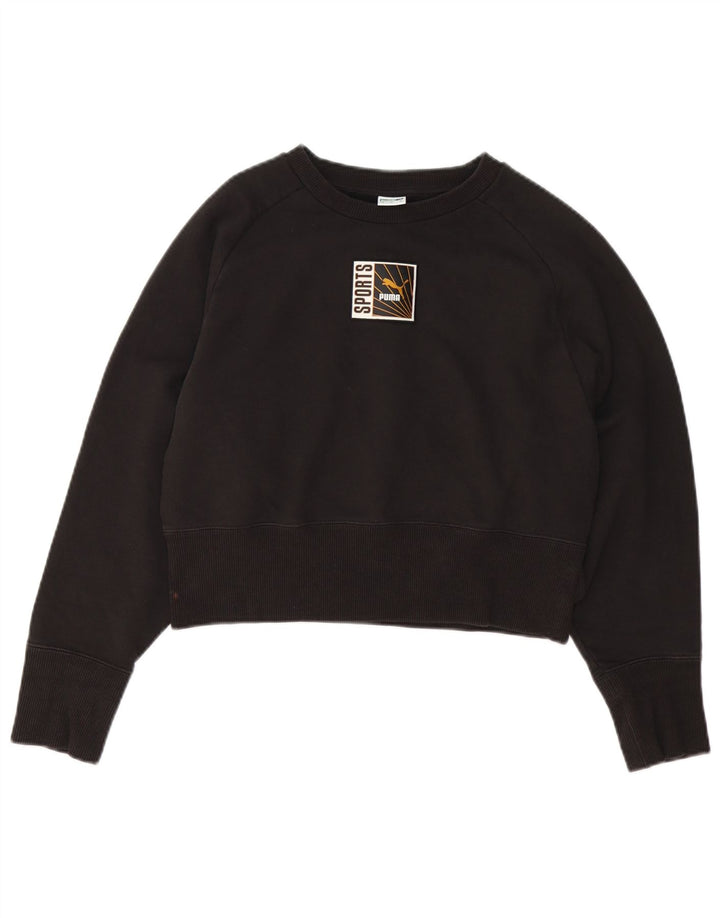 Felpa corta da donna con grafica Puma UK 14 cotone medio nero