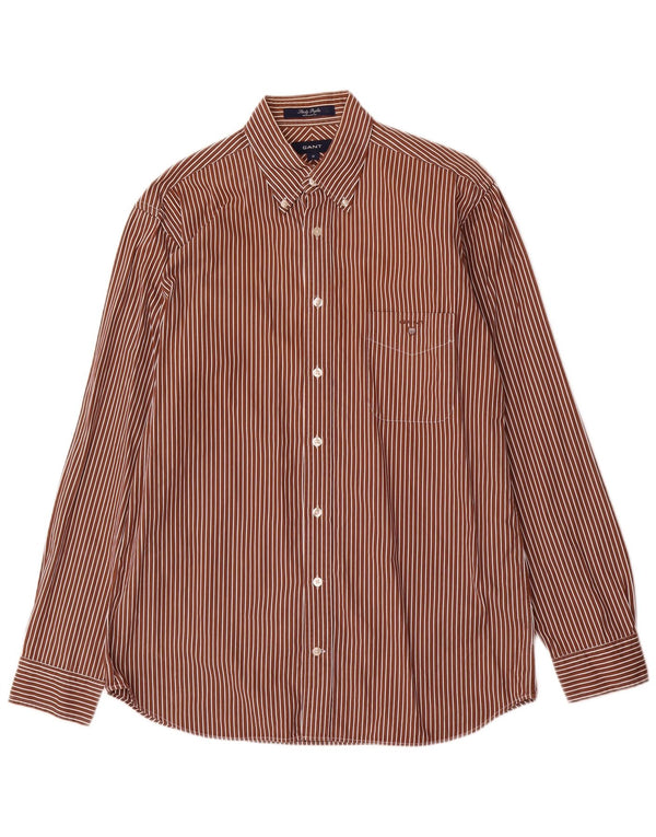 Camicia Gant da uomo vestibilità regolare in cotone a righe marrone medio