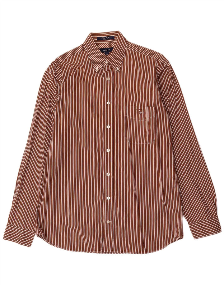 Camicia Gant da uomo vestibilità regolare in cotone a righe marrone medio