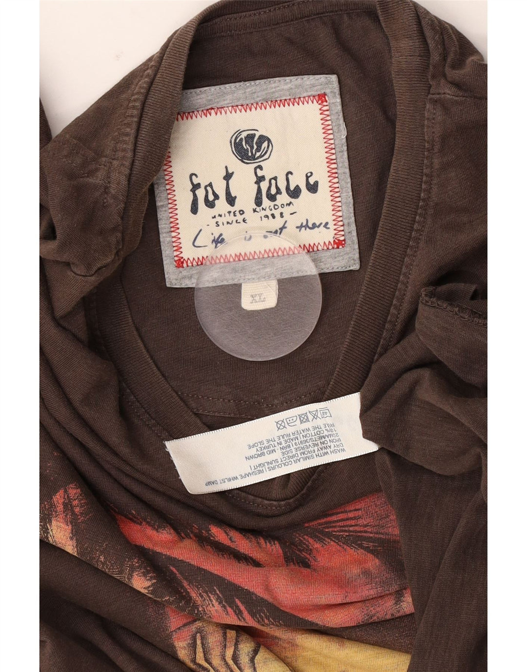 T-shirt grafica da uomo Fat Face Top XL in cotone marrone