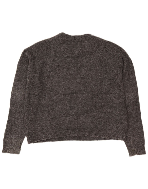 Maglione girocollo oversize corto da donna Zara UK 10 piccolo nylon grigio
