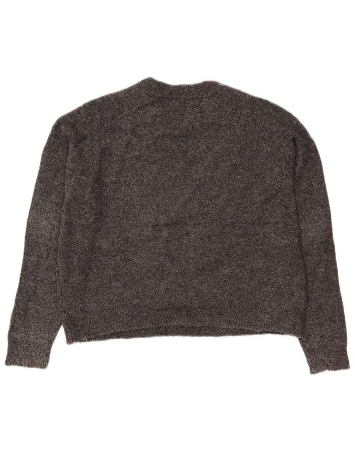 Maglione girocollo oversize corto da donna Zara UK 10 piccolo nylon grigio