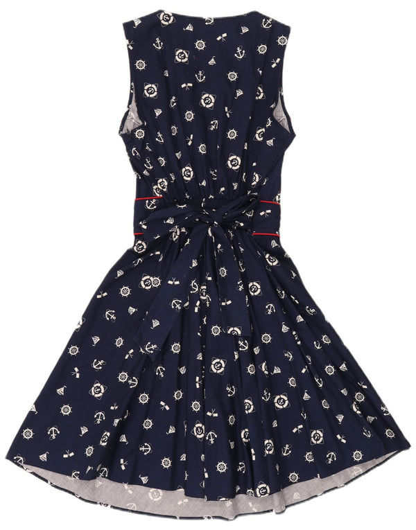 Trollied Dolly Abito da donna a trapezio con motivo astratto UK 14 Large Blu Navy
