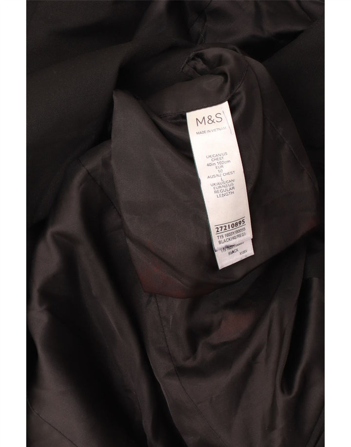 MARKS & SPENCER Giacca blazer da uomo a 2 bottoni UK 40 poliestere nero medio