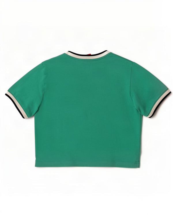 Nike Womens Short Sleeve Crop Graphic T-Shirt Top UK 10 Small Green