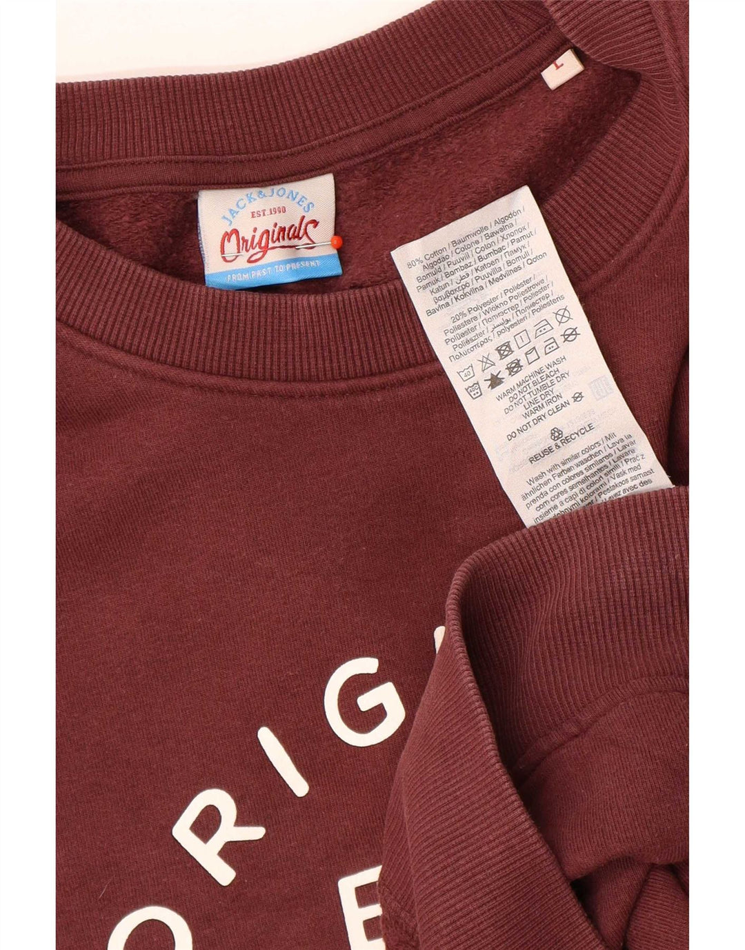 Jack & Jones Felpa grafica da uomo Maglione grande in cotone bordeaux