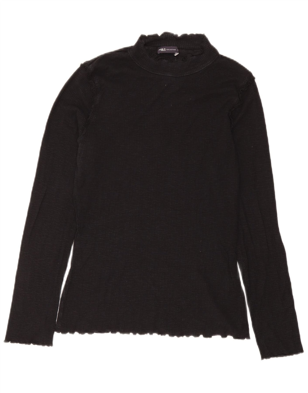 Marks & Spencer Top da donna manica lunga UK 14 cotone nero medio
