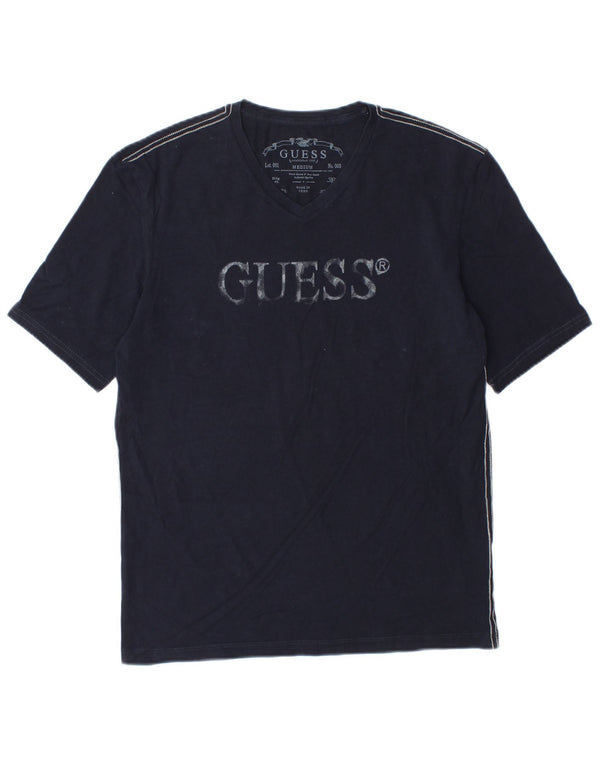 Guess T-shirt grafica da uomo Top in cotone blu navy medio