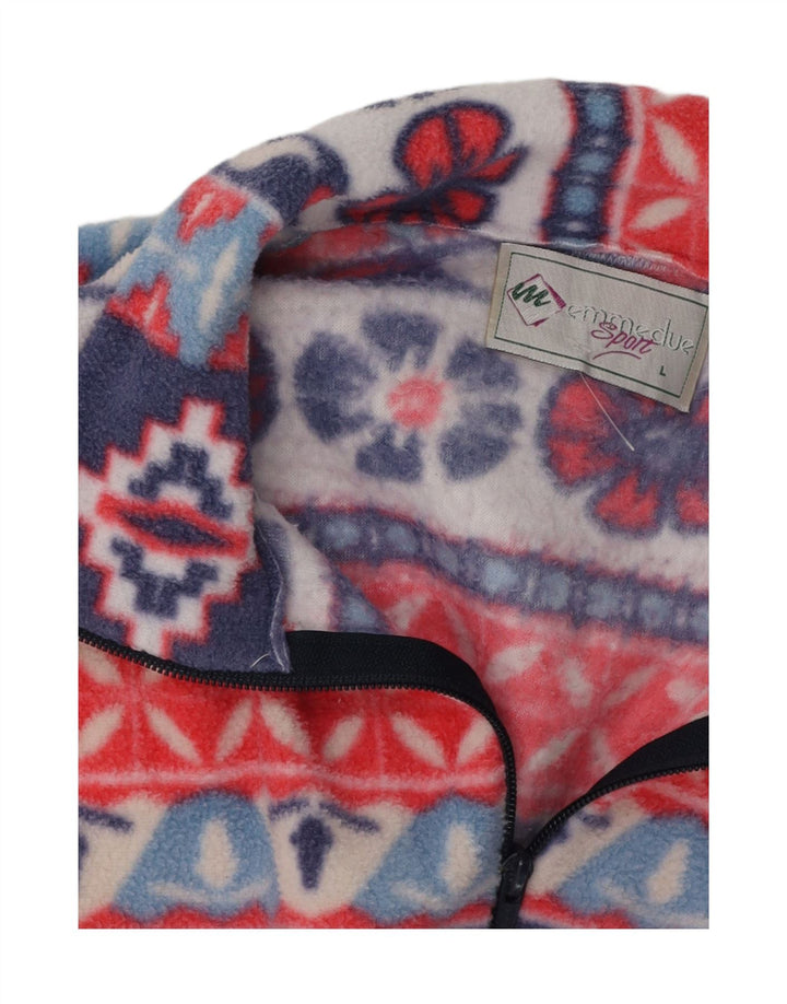 Giacca in pile da donna VINTAGE UK 14 Large Blu Navy Fair Isle
