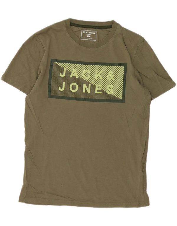 T-shirt grafica da uomo Jack & Jones Top in cotone kaki medio