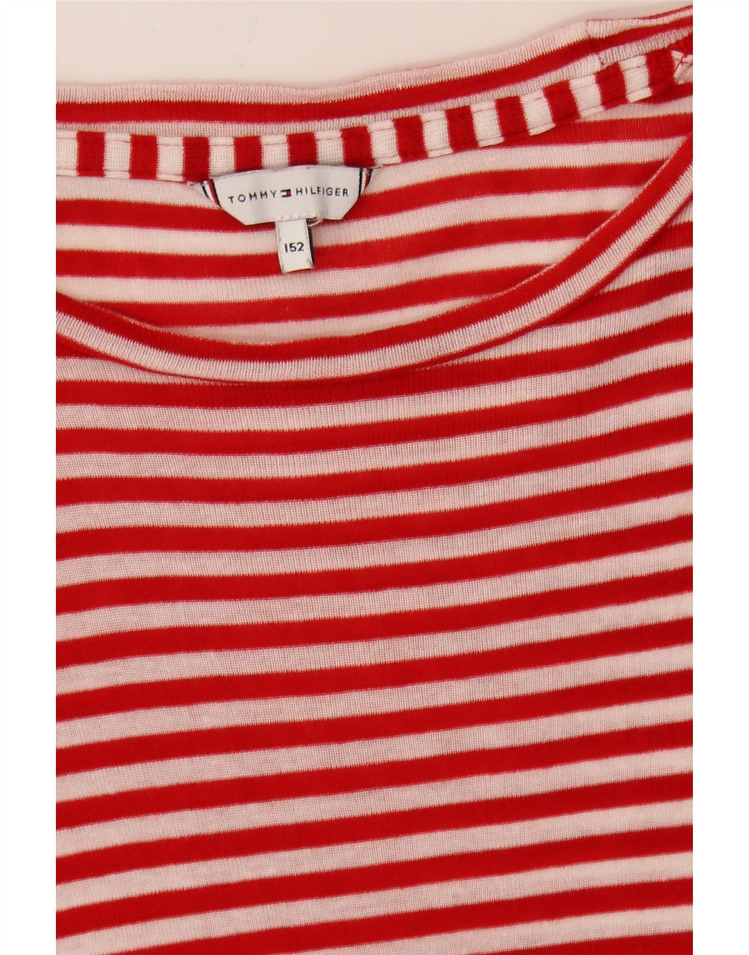 TOMMY HILFIGER Girls Basic Dress 11-12 Years Red Striped Lyocell Vintage Tommy Hilfiger and Second-Hand Tommy Hilfiger from Messina Hembry 