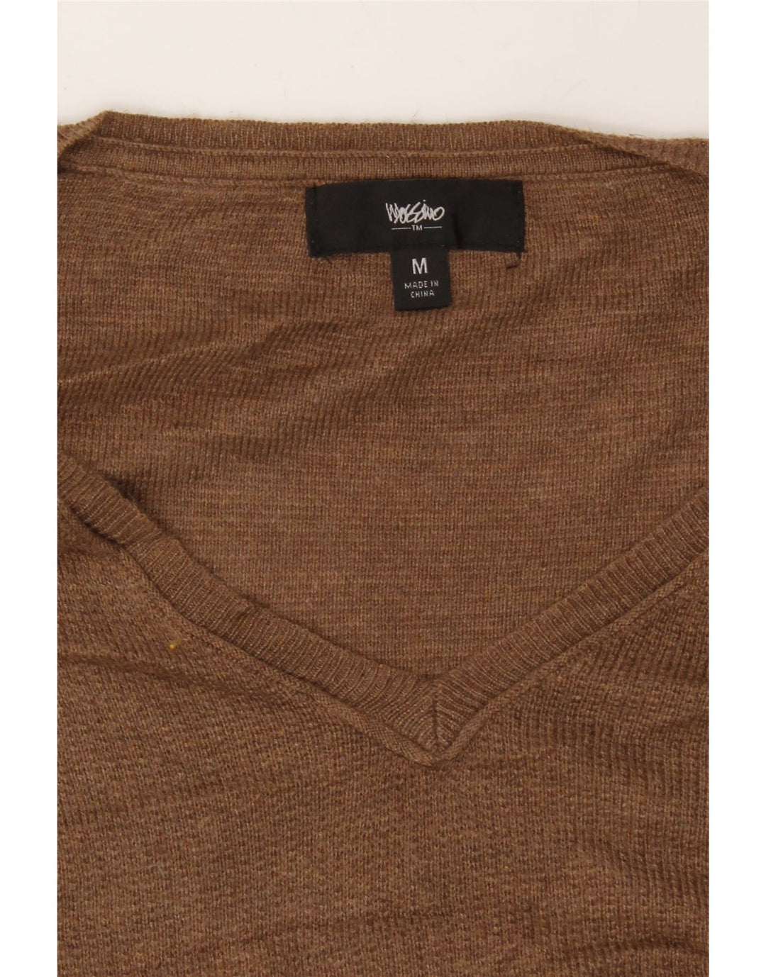 MOSSIMO Womens Oversized V-Neck Jumper Sweater UK 14 Medium Brown Nylon Vintage Mossimo and Second-Hand Mossimo from Messina Hembry 