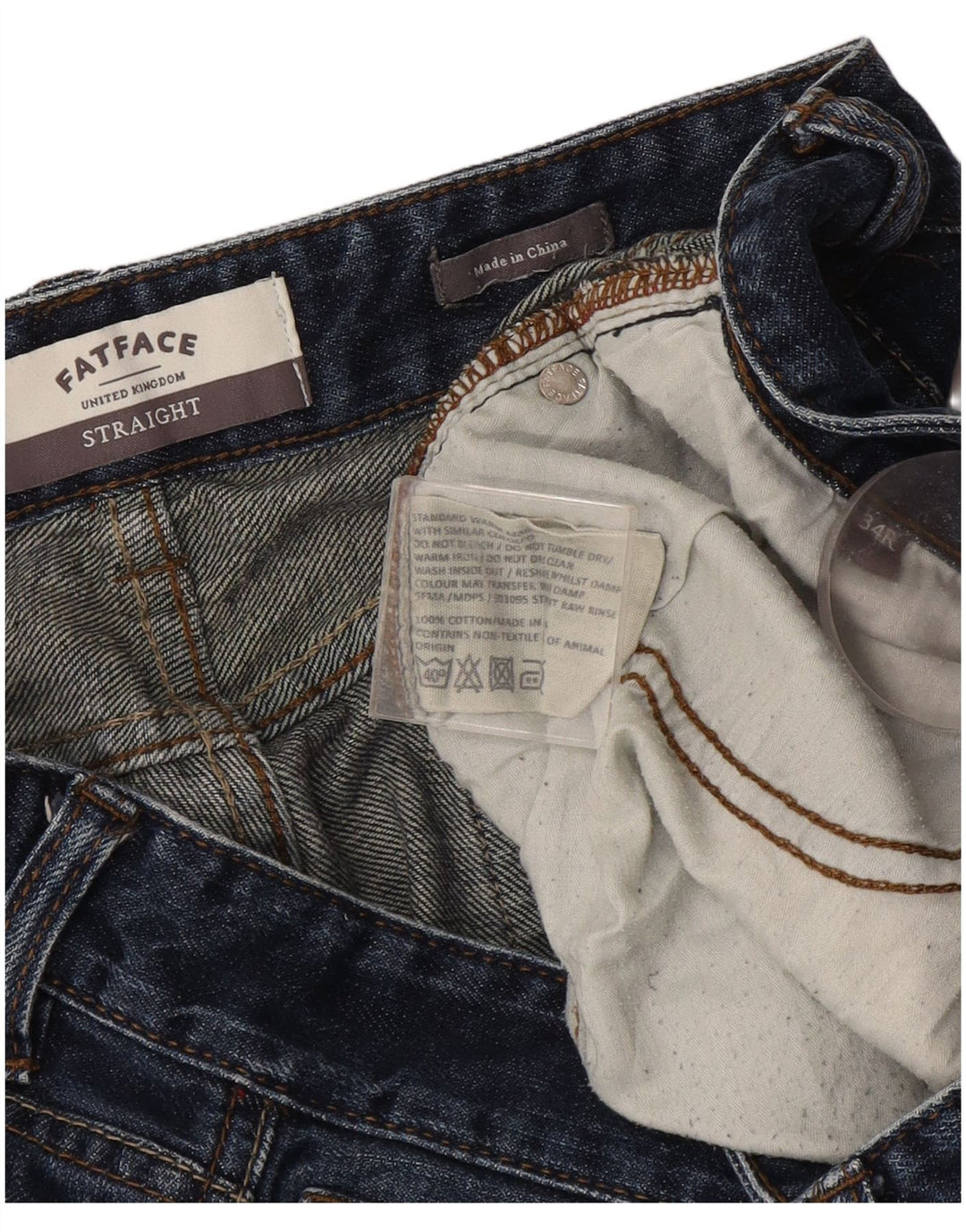 Jeans dritti da uomo Fat Face W34 L30 cotone blu navy