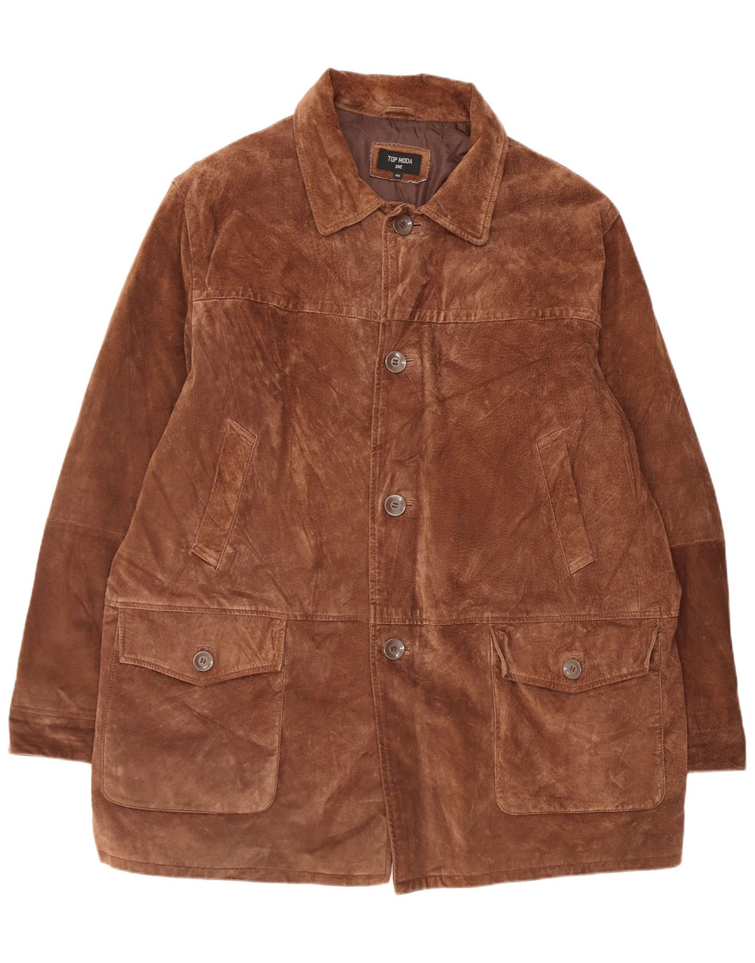 Giacca vintage in pelle scamosciata da uomo taglia 60 3XL in pelle marrone