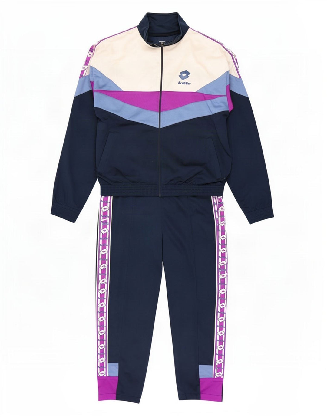 Tuta intera da uomo con grafica Lotto, poliestere color block medio blu navy