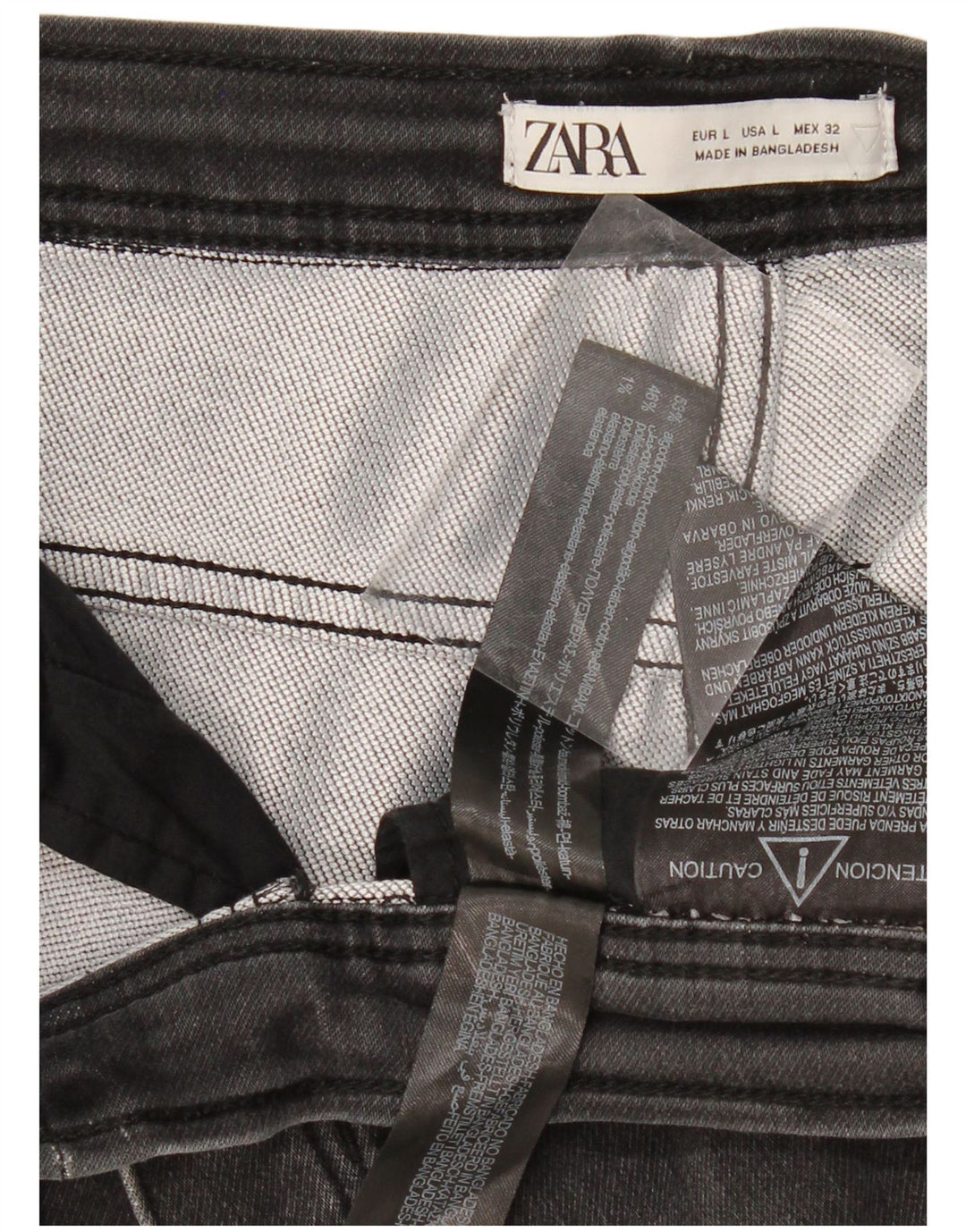 Pantaloncini di jeans da donna Zara grandi W32 in cotone grigio