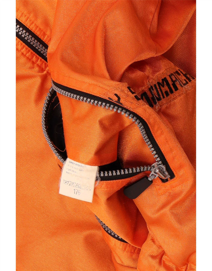 Giacca da sci reversibile con cappuccio vintage da ragazzo 15-16 anni in nylon arancione