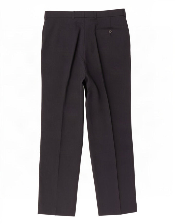 Pantaloni da abito con pegging da uomo Marks & Spencer W34 L33 poliestere blu navy