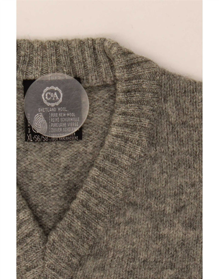 Maglione da uomo con scollo a V C&A IT 56/558 XL Lana screziata grigia